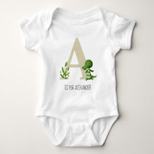 Monogram A Alligator Baby Bodysuit