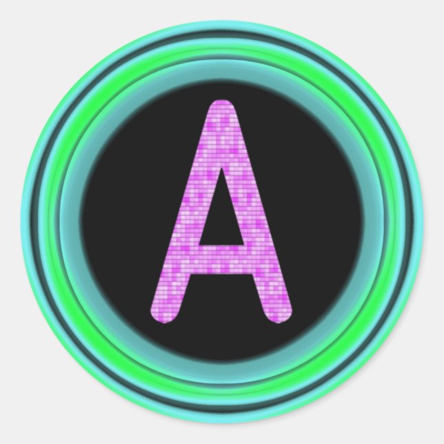 Monogram "A" Classic Round Sticker (Front)