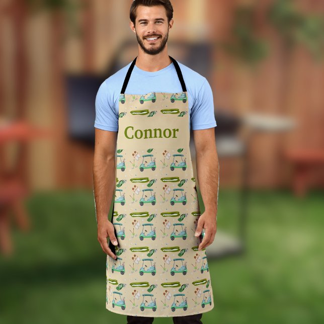 Monogram A Day Of Golfing Pattern  Apron (Creator Uploaded)