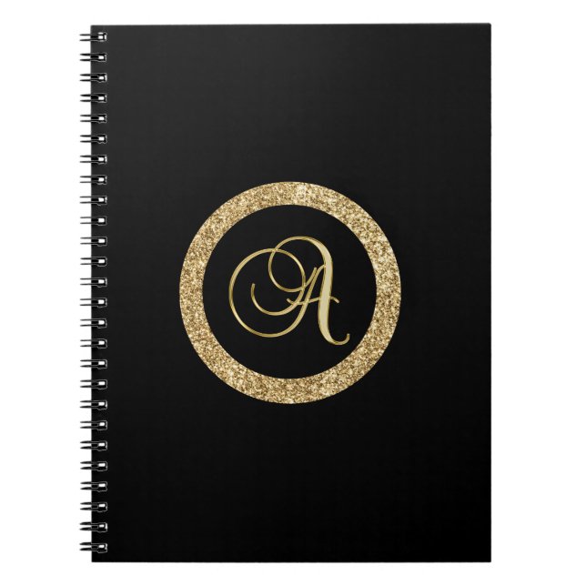 Monogram A, elegant golden script Notebook (Front)
