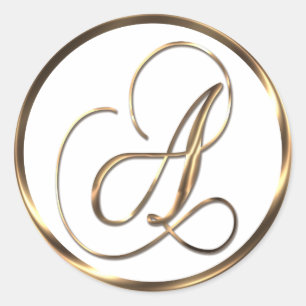 Monogram A Faux Bronze Classic Round Sticker