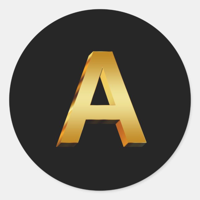 Monogram A gold Classic Round Sticker (Front)