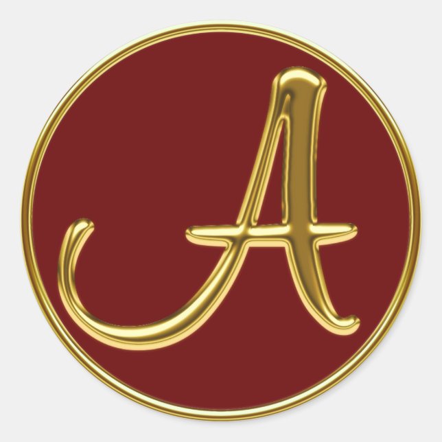 Monogram A in 3D gold Classic Round Sticker (Front)
