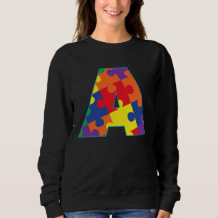 Monogram A in Multi Colour Puzzle Pieces Sweatshirt