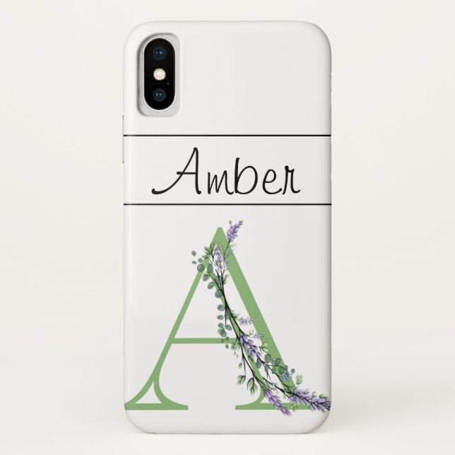 Monogram A Lavender Eucalyptus Case-Mate iPhone Case (Back)