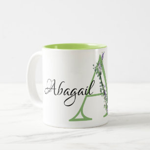 Monogram A Lavender Eucalyptus Two-Tone Coffee Mug
