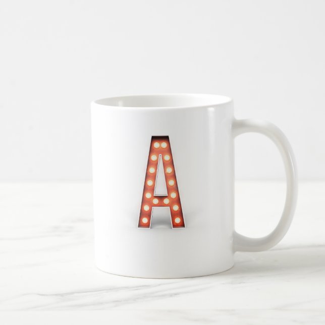 Monogram A Marquee Lights Coffee Mug (Right)