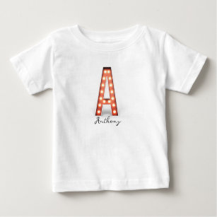 Monogram A Marquee Lights Personalized  Baby T-Shirt