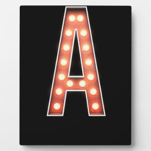 Monogram A Marquee Lights Plaque