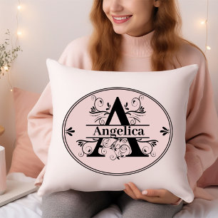 Monogram A Name Throw Pillow