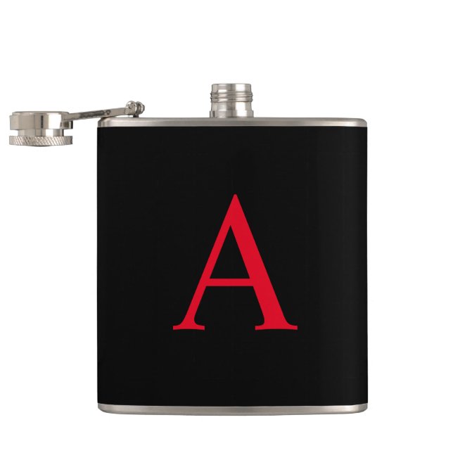Monogram A On Black Hip Flask (Opened)