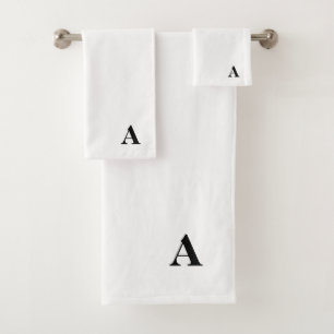 Monogram A On White Bath Towel Set