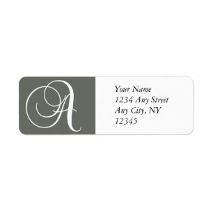 Monogram A Return Address Labels Charcoal