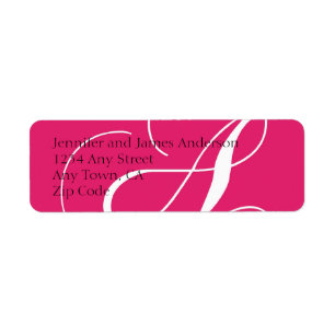 Monogram A Return Address Labels Hot Pink