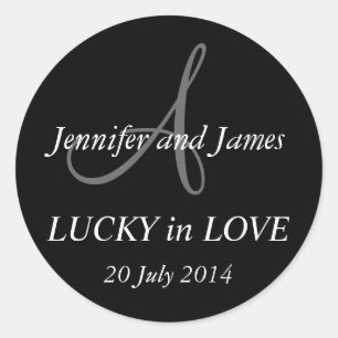 Monogram A Stickers for Weddings Black
