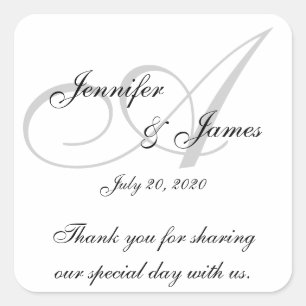 Monogram A Wedding Thank You Labels Stickers