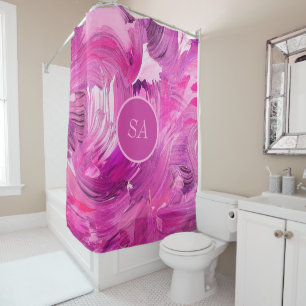 Monogram Abstract Art Purple Pink