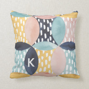 Monogram Abstract Circle Pattern Throw Pillow