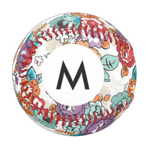 Monogram Abstract Elegance floral pattern 5 Baseball
