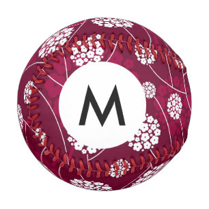 Monogram Abstract floral pattern Baseball