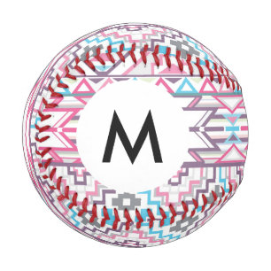 Monogram Abstract Geometric Aztec Pattern 3 Baseball