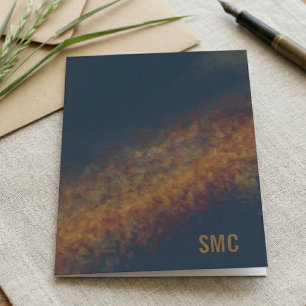 Monogram abstract moody gold thank you card