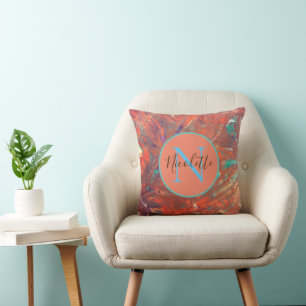 Monogram Abstract Painting    Throw Pillow