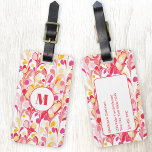 Monogram Abstract Pattern Pink Marbled Luggage Tag<br><div class="desc">Fun modern abstract marbled pattern in pink,  orange and yellow.  Change the monogram initial and details on the back to personalize.</div>
