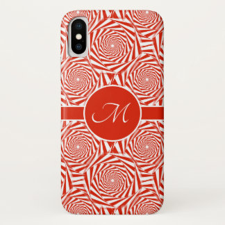 Monogram Abstract Red Roses Pattern Case-Mate iPhone Case
