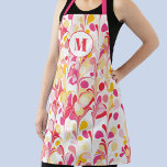 Monogram Abstract Retro Marble Pattern Apron<br><div class="desc">Fun modern abstract marbled pattern in pink,  orange and yellow.  Original art by Nic Squirrell. Change the monogram initial to personalize.</div>