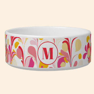 Monogram Abstract Retro Marble Pattern Bowl