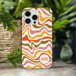Monogram Abstract Stripes Modern Personalized iPhone 15 Pro Max Case<br><div class="desc">Monogram Abstract Stripes Modern Personalized iPhone 15 Pro Max Cases features your personalized monogram in a modern script typography on a colourful striped pattern in green, orange and yellow. Perfect gift for her for birthday, mom for Mother's Day, sister or bestie for Christmas and holidays. Designed by ©2024 Evco Studio...</div>
