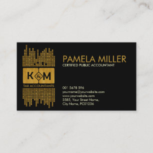 Monogram Accounting Company -Black and Gold Business Card