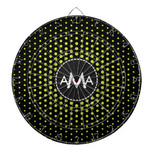 Monogram Acid Green Techno Dots Modern Dartboard