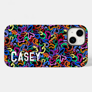 Monogram Add First Name Colourful Bubble Pattern Case-Mate iPhone 14 Case
