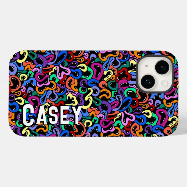 Monogram Add First Name Colourful Bubble Pattern Case-Mate iPhone Case (Back (Horizontal))