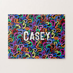Monogram Add First Name Colourful Bubble Pattern Jigsaw Puzzle