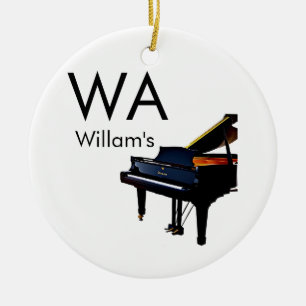 Monogram add initial letter name text piano music  ceramic ornament
