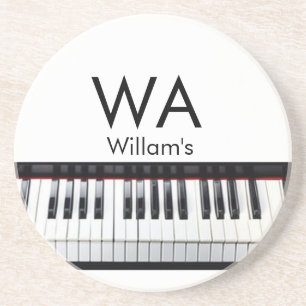 Monogram add initial letter name text piano music coaster