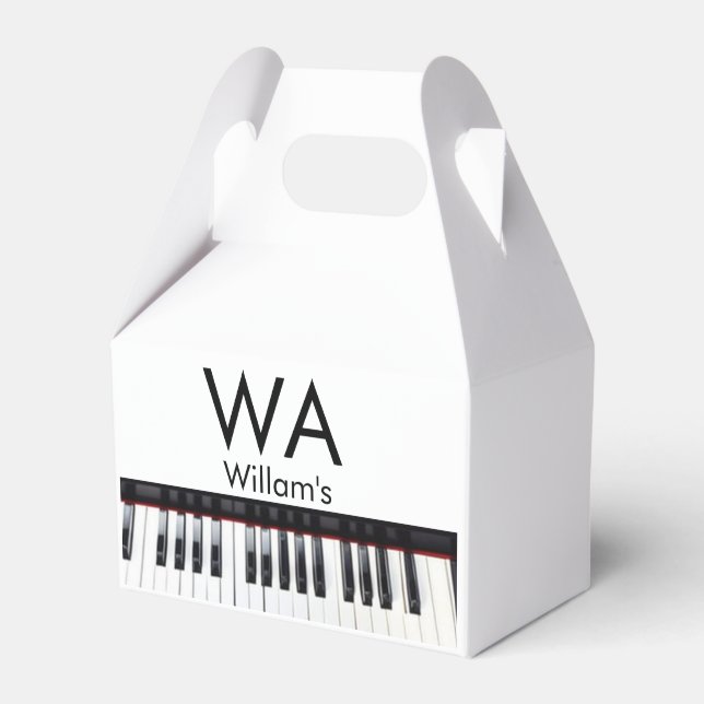 Monogram add initial letter name text piano music  favor box (Front Side)