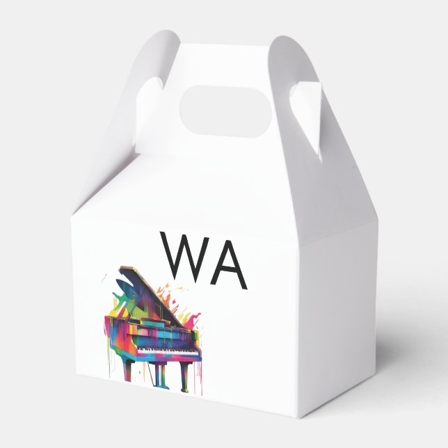 Monogram add initial letter name text piano music  favor box (Front Side)