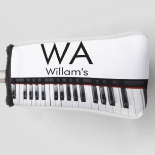 Monogram add initial letter name text piano music  golf head cover