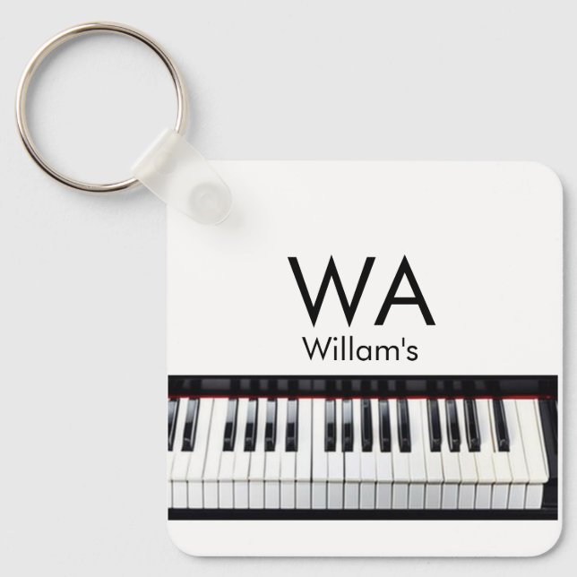 Monogram add initial letter name text piano music  keychain (Front)