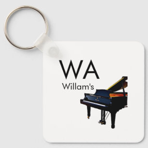 Monogram add initial letter name text piano music  keychain