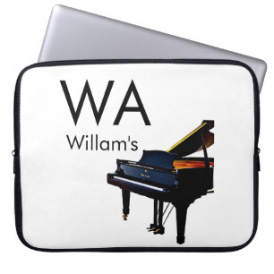 Monogram add initial letter name text piano music laptop sleeve