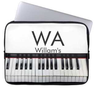 Monogram add initial letter name text piano music laptop sleeve