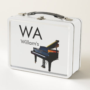 Monogram add initial letter name text piano music metal lunch box