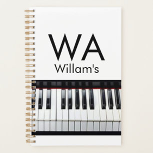 Monogram add initial letter name text piano music planner