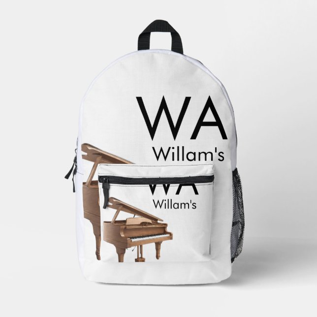 Monogram add initial letter name text piano music  printed backpack (Front)