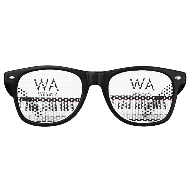 Monogram add initial letter name text piano music  retro sunglasses (Front)